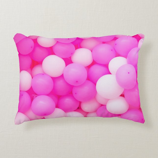 Roze Ballons Feestelijke achtergrond ontwerp. Accent Kussen (Voorkant)