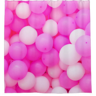Roze Ballons Feestelijke achtergrond ontwerp. Douchegordijn