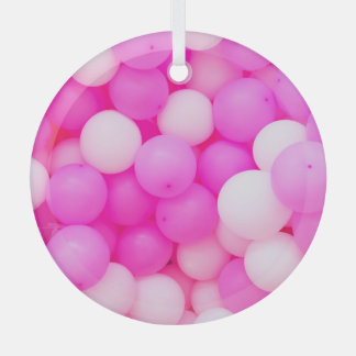 Roze Ballons Feestelijke achtergrond ontwerp. Glas Ornament
