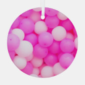 Roze Ballons Feestelijke achtergrond ontwerp. Glas Ornament (Achterkant)