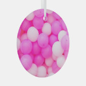 Roze Ballons Feestelijke achtergrond ontwerp. Glas Ornament (Voorkant Rechts)