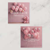 Roze Ballons Glitter Goud Evenement Bruiloft Parti Vierkante Visitekaartje (Voorkant / Achterkant)