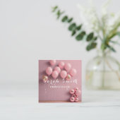 Roze Ballons Glitter Goud Evenement Bruiloft Parti Vierkante Visitekaartje (Staand voorkant)