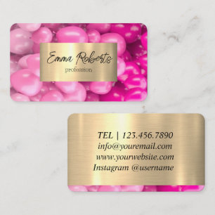 Roze Ballons Gouden Glitter Visitekaartje