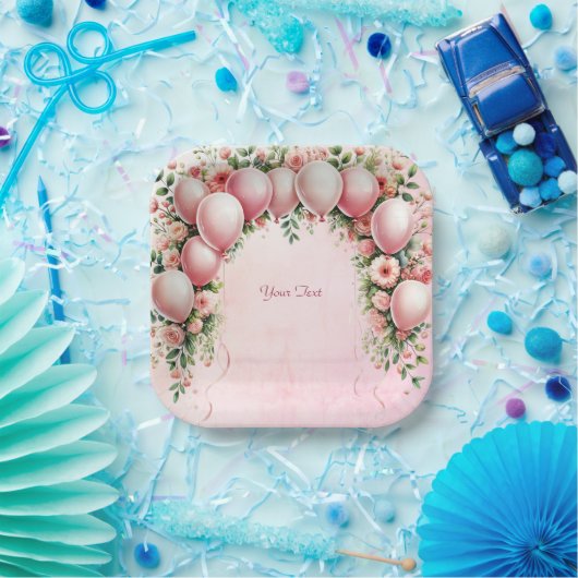 Roze Ballons Papieren Bord (Feest)