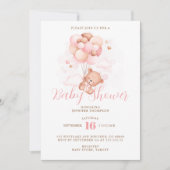 Roze ballons Teddy Bear Baby shower Kaart (Voorkant)