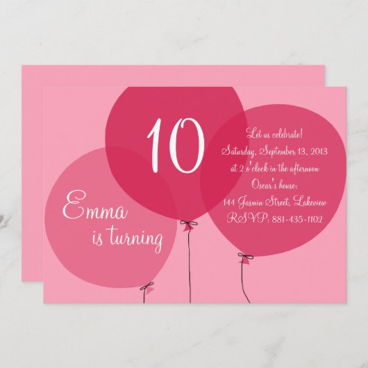 Roze ballonvaarzen Vervroegde dag Kaart (Voorkant / Achterkant)