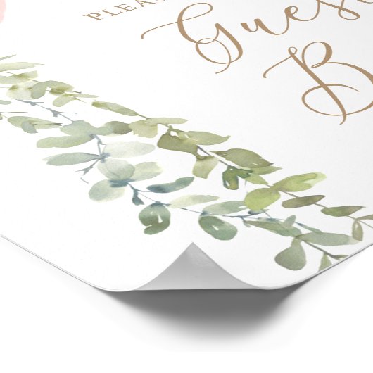 Roze Balloon Baby shower Gastenboek teken Poster (Hoek)