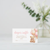 Roze Balloon Boho Beer Baby shower Luier Raffle Informatiekaartje (Staand voorkant)