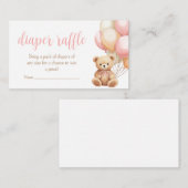 Roze Balloon Boho Beer Baby shower Luier Raffle Informatiekaartje (Voorkant / Achterkant)