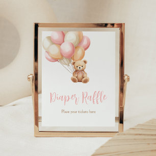Roze Balloon Boho Beer Baby shower Luier Raffle Poster