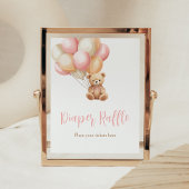 Roze Balloon Boho Beer Baby shower Luier Raffle Poster