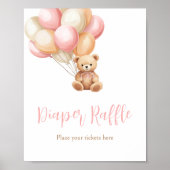 Roze Balloon Boho Beer Baby shower Luier Raffle Poster (Voorkant)