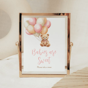 Roze Balloon Boho Beer Baby's zijn zoet Poster