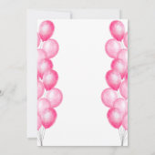 Roze Baloon Baby shower Invitation Kaart (Achterkant)