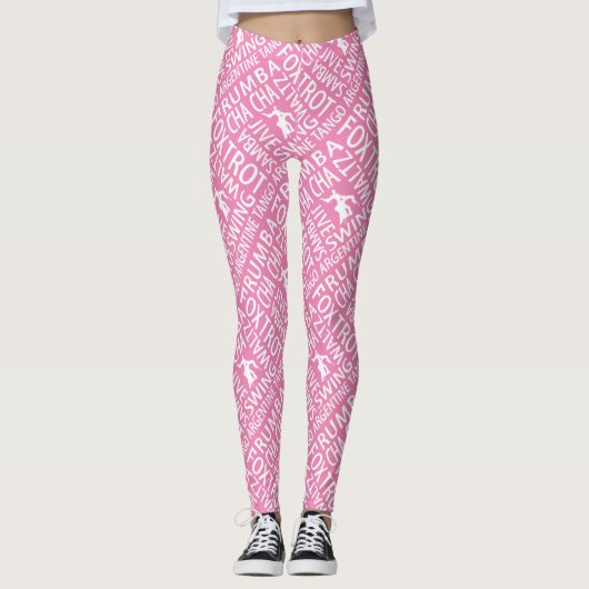 Roze balroom Dance Leggings (Voorkant)