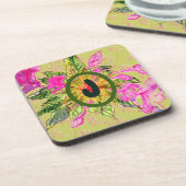 Roze Balsam Flowers Bouquet & Letter Bier Onderzetter (Linkerzijde)