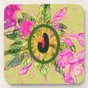Roze Balsam Flowers Bouquet & Letter Bier Onderzetter