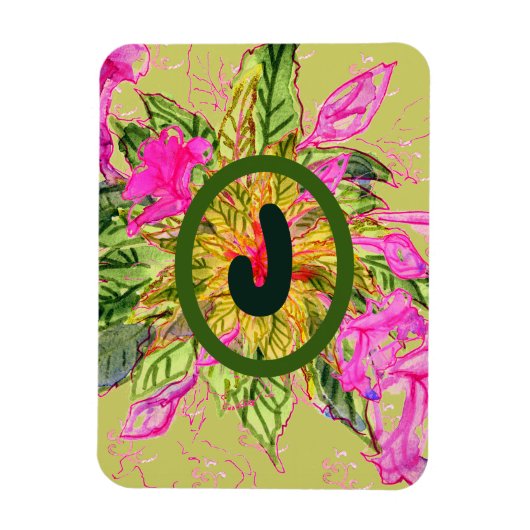 Roze Balsam Flowers Bouquet & Letter Magneet (Verticaal)