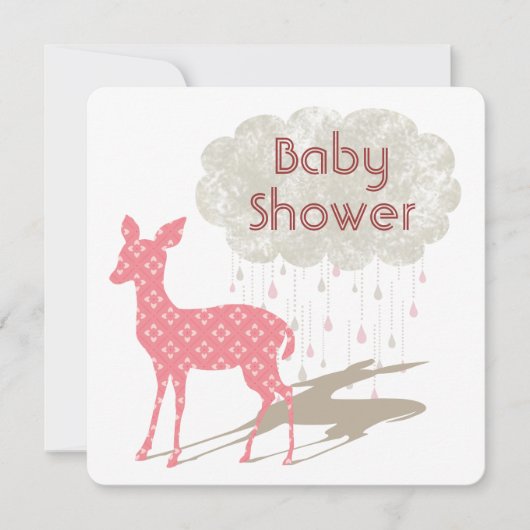 Roze Bambi Baby shower Inviation Kaart (Voorkant)
