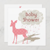 Roze Bambi-Baby shower Kaart (Voorkant / Achterkant)