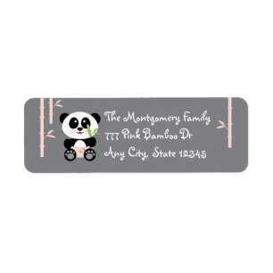 Roze Bamboe Baby Panda in de Adresetiketten van Di Etiket
