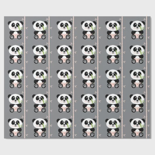 Roze Bamboe Panda in Diapers Cadeaupapier (Vlak)