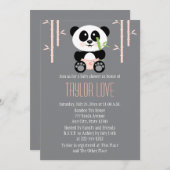 Roze Bamboe Panda in het Baby shower Diapers Kaart (Voorkant / Achterkant)