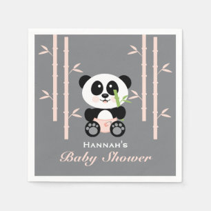 Roze Bamboe Panda in Luiers Baby shower servetten