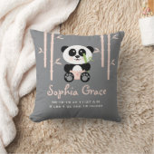 Roze Bamboo Panda Birth Announcement PIllow Kussen (Deken)