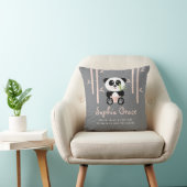 Roze Bamboo Panda Birth Announcement PIllow Kussen (Stoel)