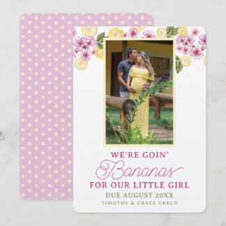 Roze Banaan Baby Meisje Foto Aankondiging