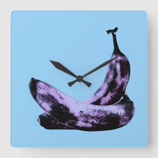 Roze Bananas Pop Art Vierkante Klok (Voorkant)