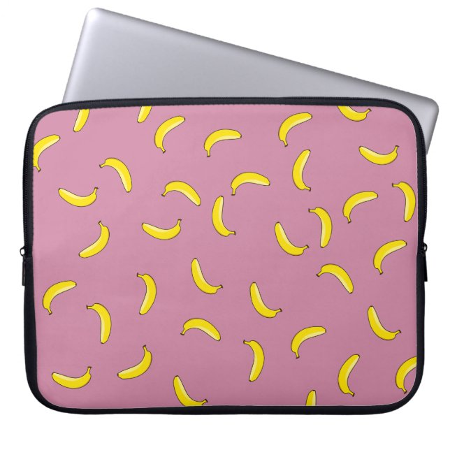 Roze bananen laptop sleeve (Voorkant)