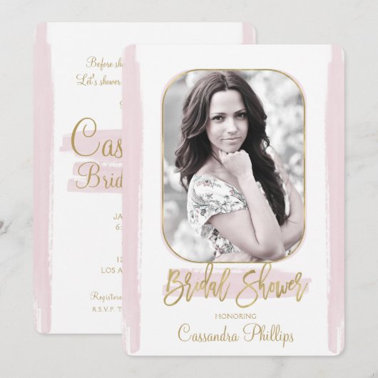 Roze band Gold Minimal modern Vrijgezellenfeest Kaart (Voorkant / Achterkant)