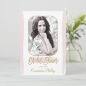 Roze band Gold Minimal modern Vrijgezellenfeest Kaart (Staand voorkant)