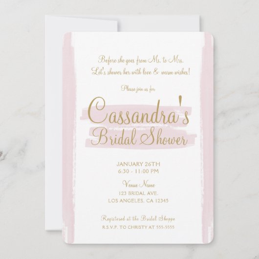 Roze band Gold Minimal modern Vrijgezellenfeest Kaart (Achterkant)