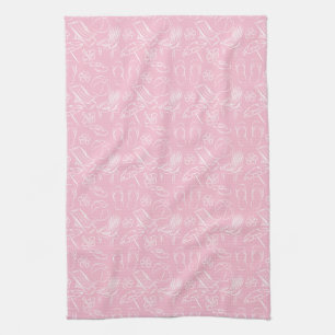 Roze band patroon theedoek