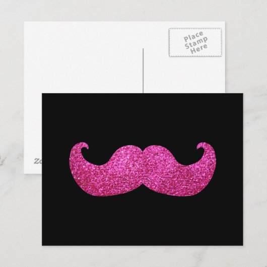 Roze band snor (Faux Glitter Graphic) Briefkaart (Voorkant / Achterkant)