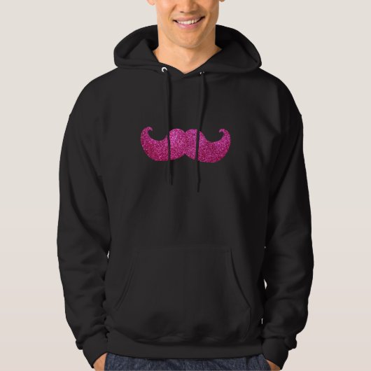Roze band snor (Faux Glitter Graphic) Hoodie (Voorkant)