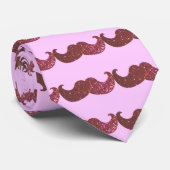 Roze band snor (Faux Glitter Graphic) Stropdas (Opgerold)
