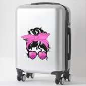 Roze bandana en hartbril Messy Bun Sticker (Koffer)