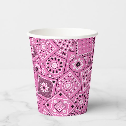 Roze Bandanna Print Papieren Bekers (Voorkant)