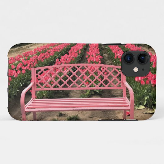 Roze bank met roze tulpen Case-Mate iPhone case (Achterkant (horizontaal))