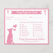 Roze banner en Silhouette Dog Grooming Report Car