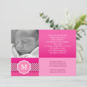 Roze bantisme Baby Girl Monogram Kaart (Staand voorkant)