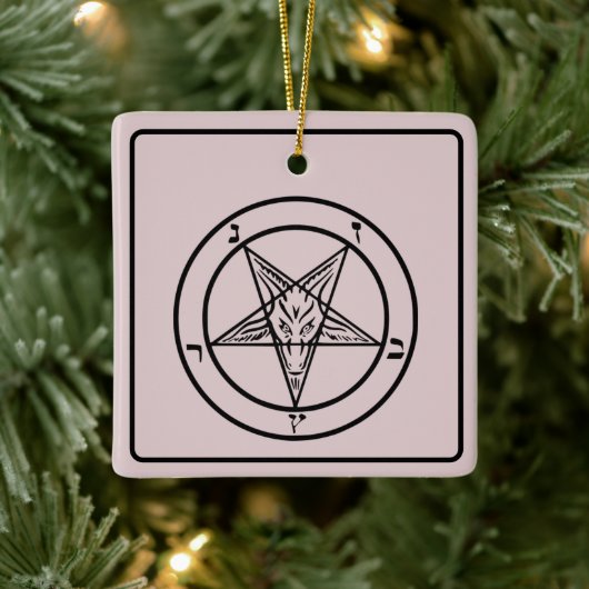 Roze Baphomet Pentagram Satanic Keramisch Ornament (Boom)