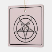 Roze Baphomet Pentagram Satanic Keramisch Ornament (Links)