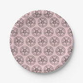 Roze Baphomet Pentagram Satanic Papieren Bordje (Voorkant)