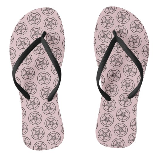 Roze Baphomet Pentagram Satanic Teenslippers (Voetbed)
